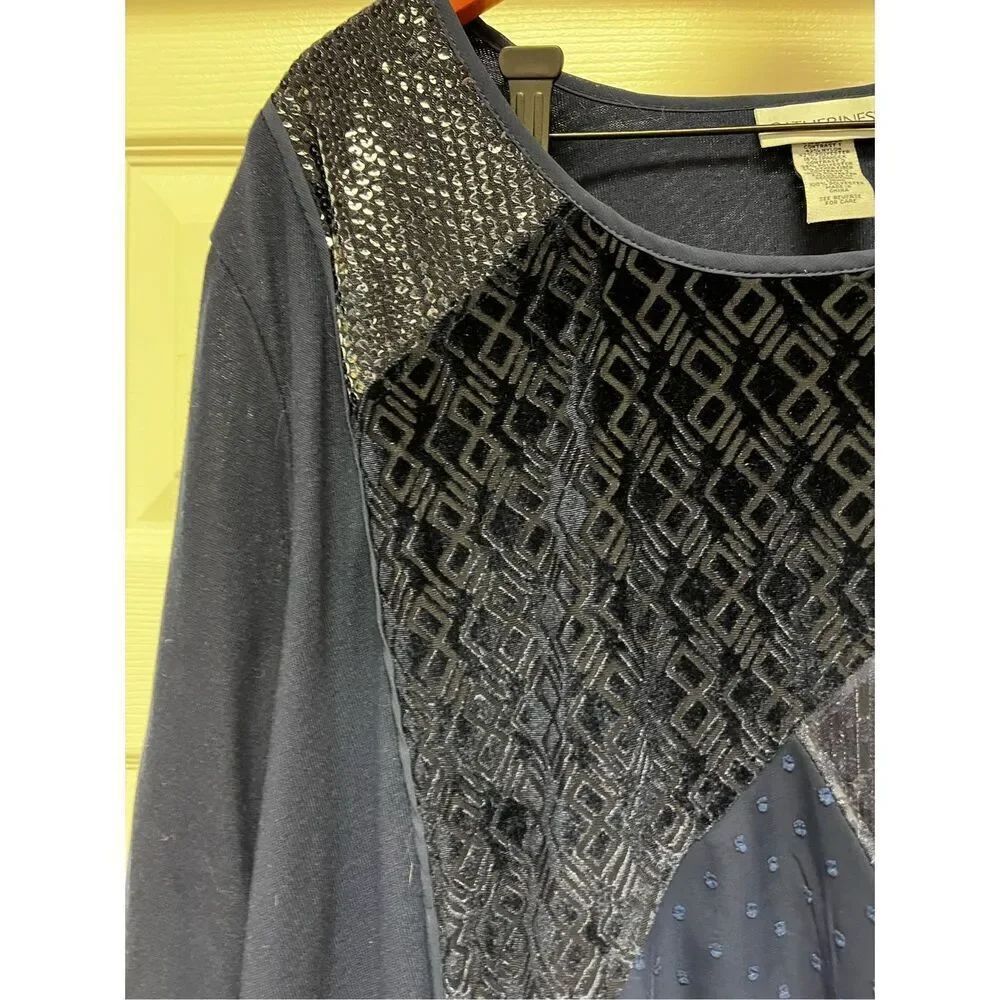 Catherine’s Navy 3/4 Sleeve Velvet & Sequin Sweater sz 3X EUC - Picture 3 of 6